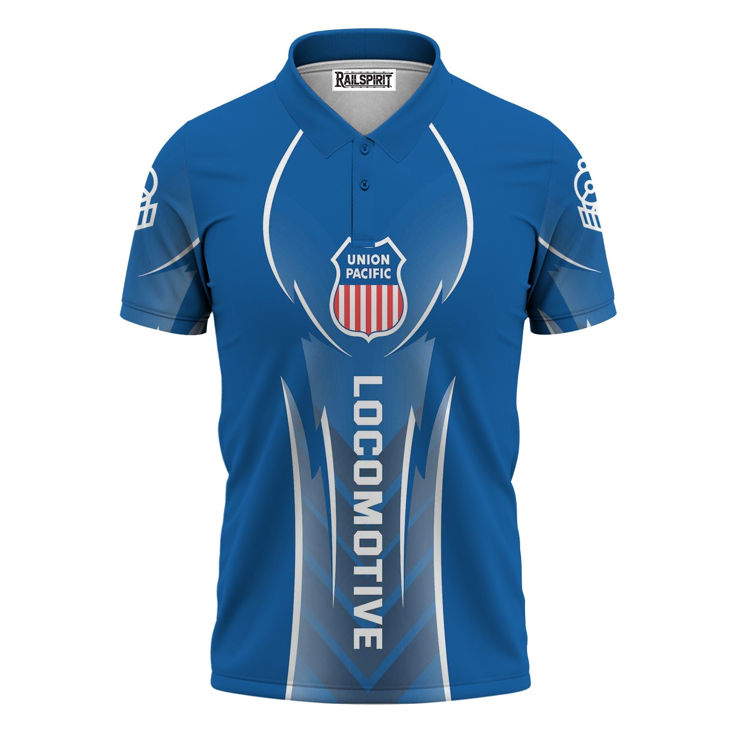 Railspirit Personalized Union Pacific Railroad Polo Shirt Striking Line Style Big Boy Train Shirt For Locomotive Lovers