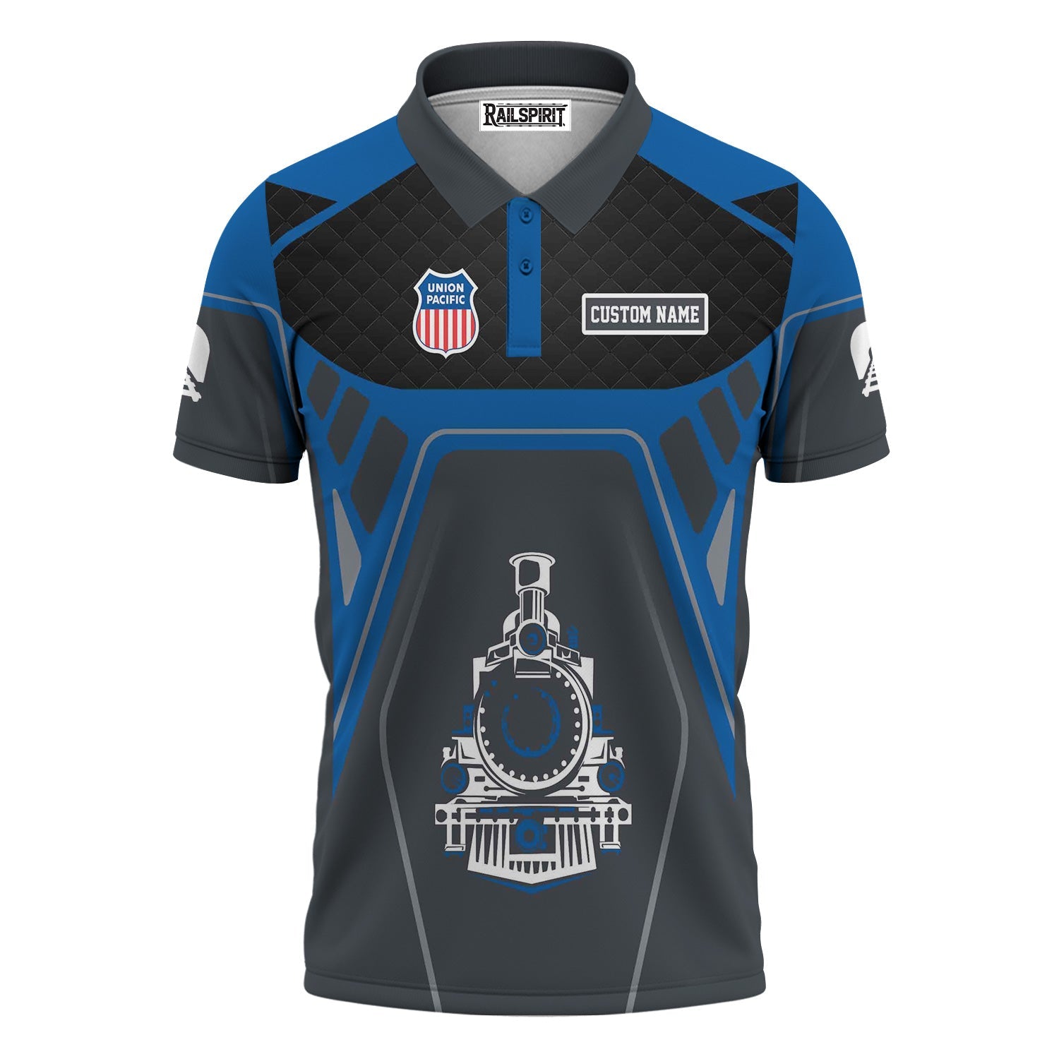 Railspirit Personalized Union Pacific Railroad Polo Shirt Steam Locomotive Engine Graphic Big Boy Train Shirt All Over Print