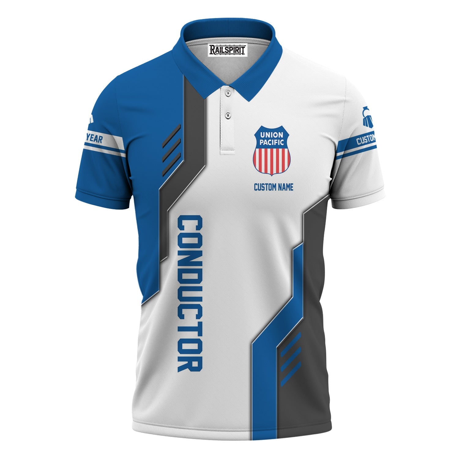 Railspirit Personalized Union Pacific Railroad Polo Shirt Unique Railway Style with Custom Job Big Boy Train Shirt