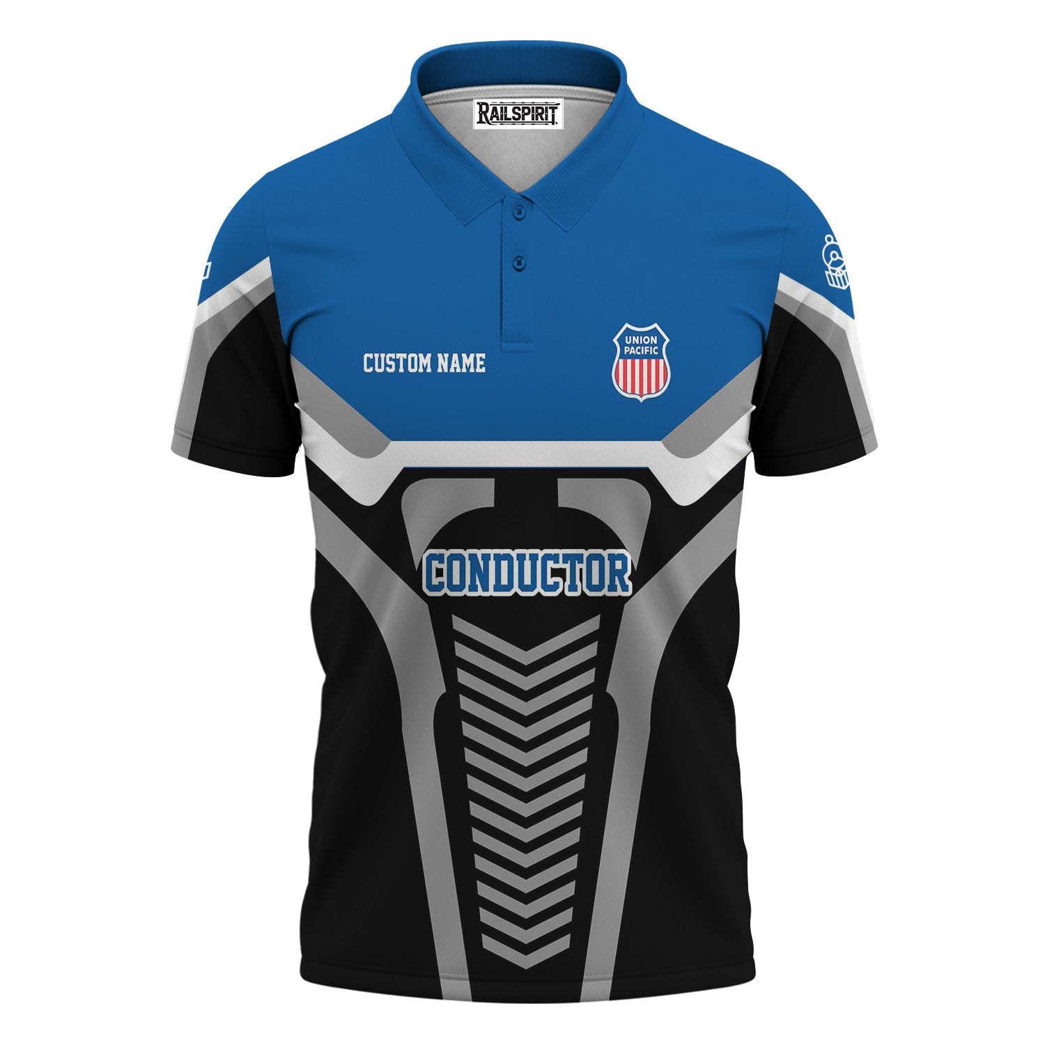 Railspirit Personalized Union Pacific Railroad Polo Shirt Track-Inspired with Custom Job Position Big Boy Train Shirt