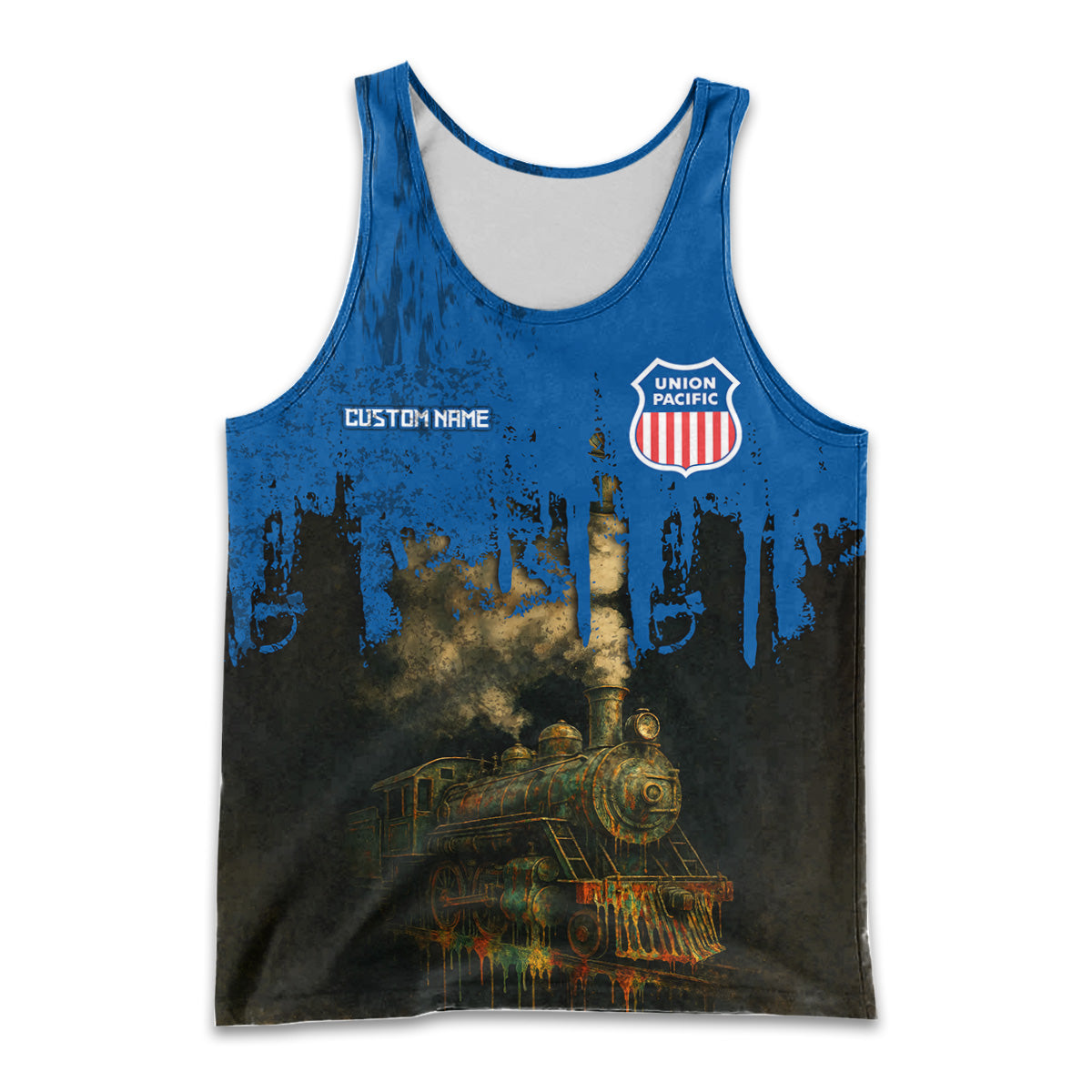 Railspirit Personalized Union Pacific Railroad Men Tank Top Vintage Train Art Style Big Boy Shirt For Locomotive Fans