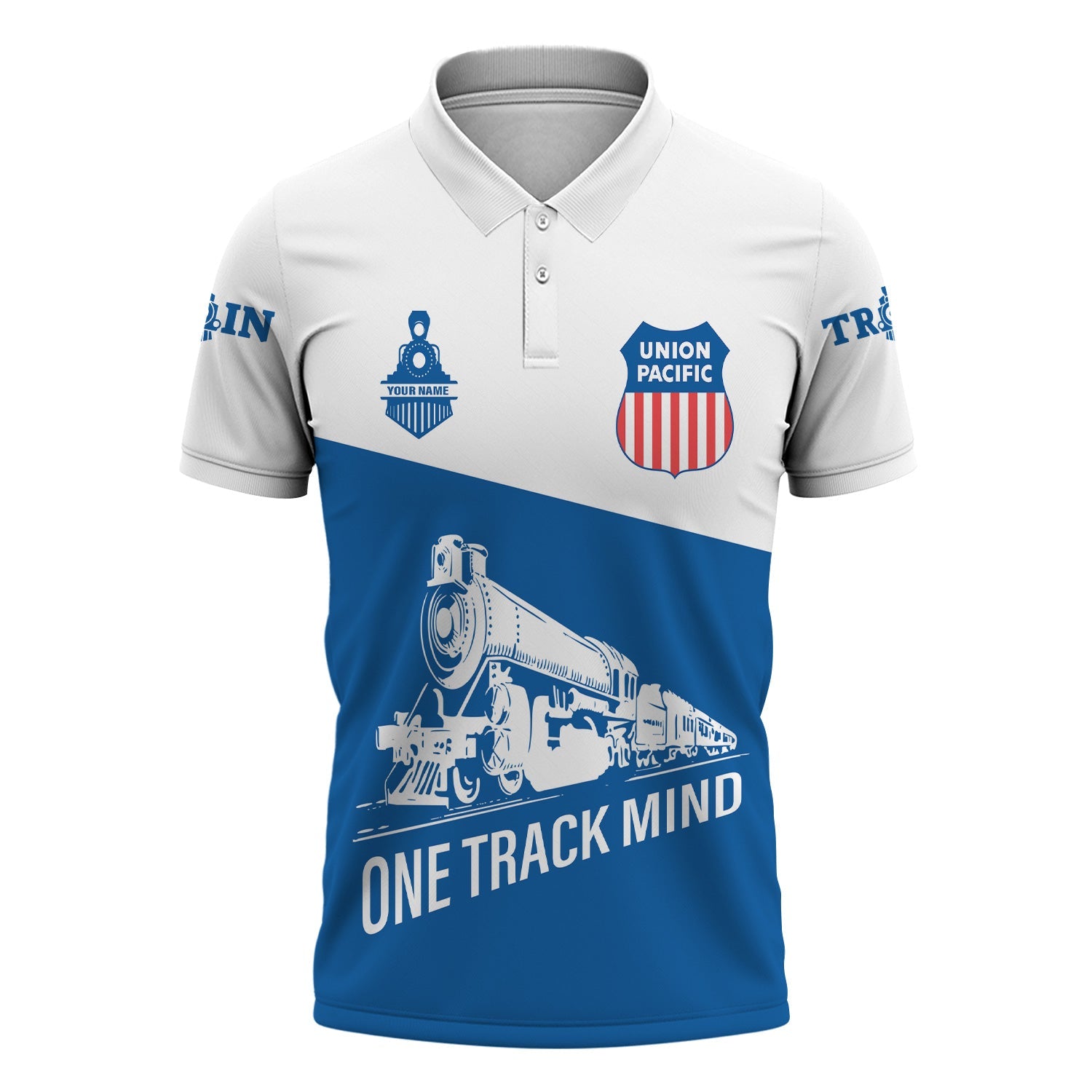 Railspirit Personalized Union Pacific Railroad Polo Shirt One Track Mind Unisex Train Shirt Gift Idea For Train Lover