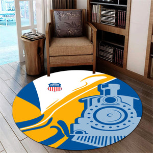 Railspirit Union Pacific Railroad Round Mat Flame-Inspired Style Big Boy Mat Gift Idea For Train Lovers