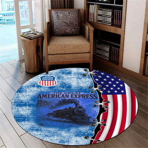 Railspirit Union Pacific Railroad Round Mat Retro American Express Train With USA Flag Big Boy Round Mat