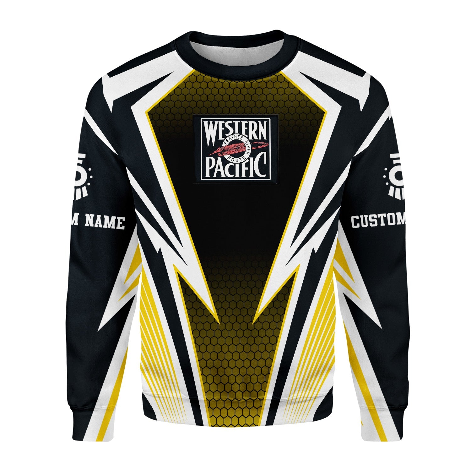 Railspirit Personalized Western Pacific Railroad Sweatshirt Lightning Graphic Style Shirt Gift Idea For Train Lover