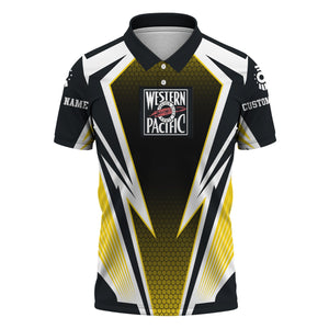 Railspirit Personalized Western Pacific Railroad Polo Shirt Lightning Graphic Style Shirt Gift Idea For Train Lover