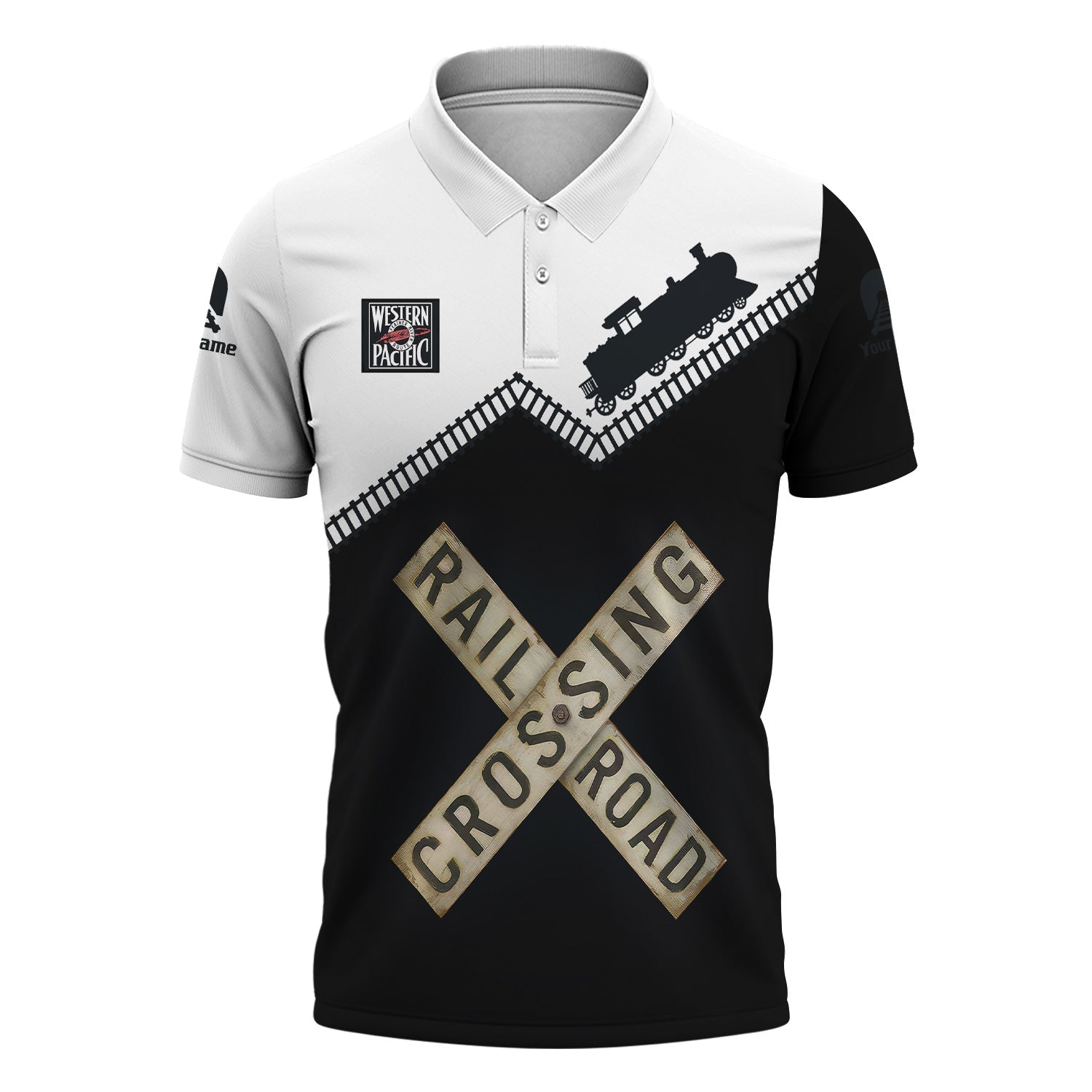 Railspirit Personalized Western Pacific Railroad Polo Shirt Railroad Crossing Printed Train Track Shirt