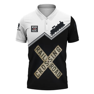 Railspirit Personalized Western Pacific Railroad Polo Shirt Railroad Crossing Printed Train Track Shirt