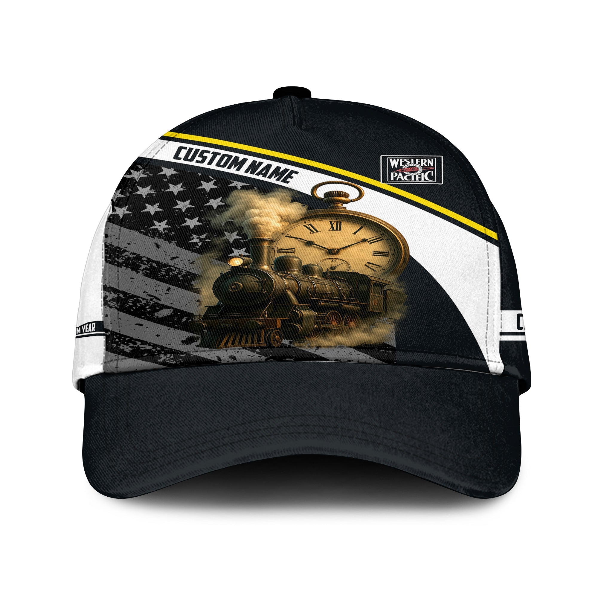 Railspirit Personalized Western Pacific Railroad Classic Cap Classic Steam Engine With Retro Pocket Watch Cap All Over Print