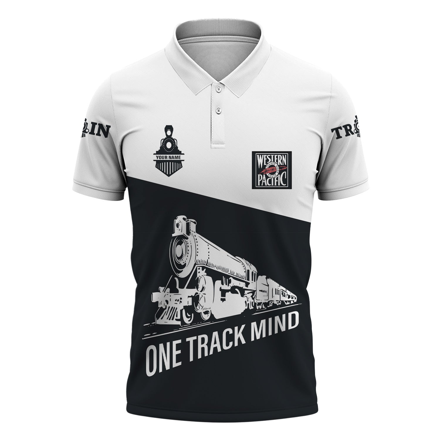 Railspirit Personalized Western Pacific Railroad Polo Shirt One Track Mind Unisex Train Shirt Gift Idea For Train Lover
