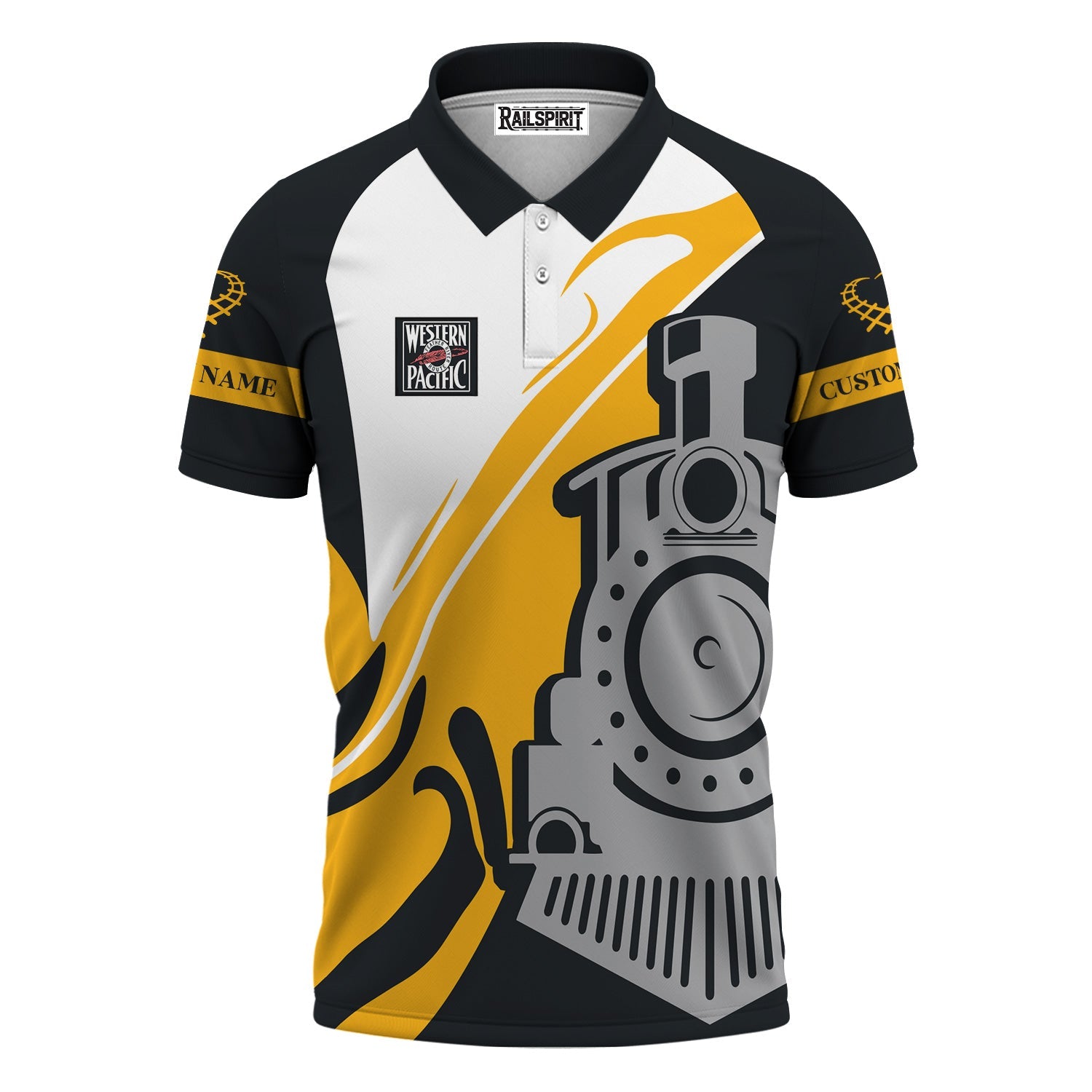 Railspirit Personalized Western Pacific Railroad Polo Shirt Flame-Inspired Style Shirt Gift Idea For Train Lovers