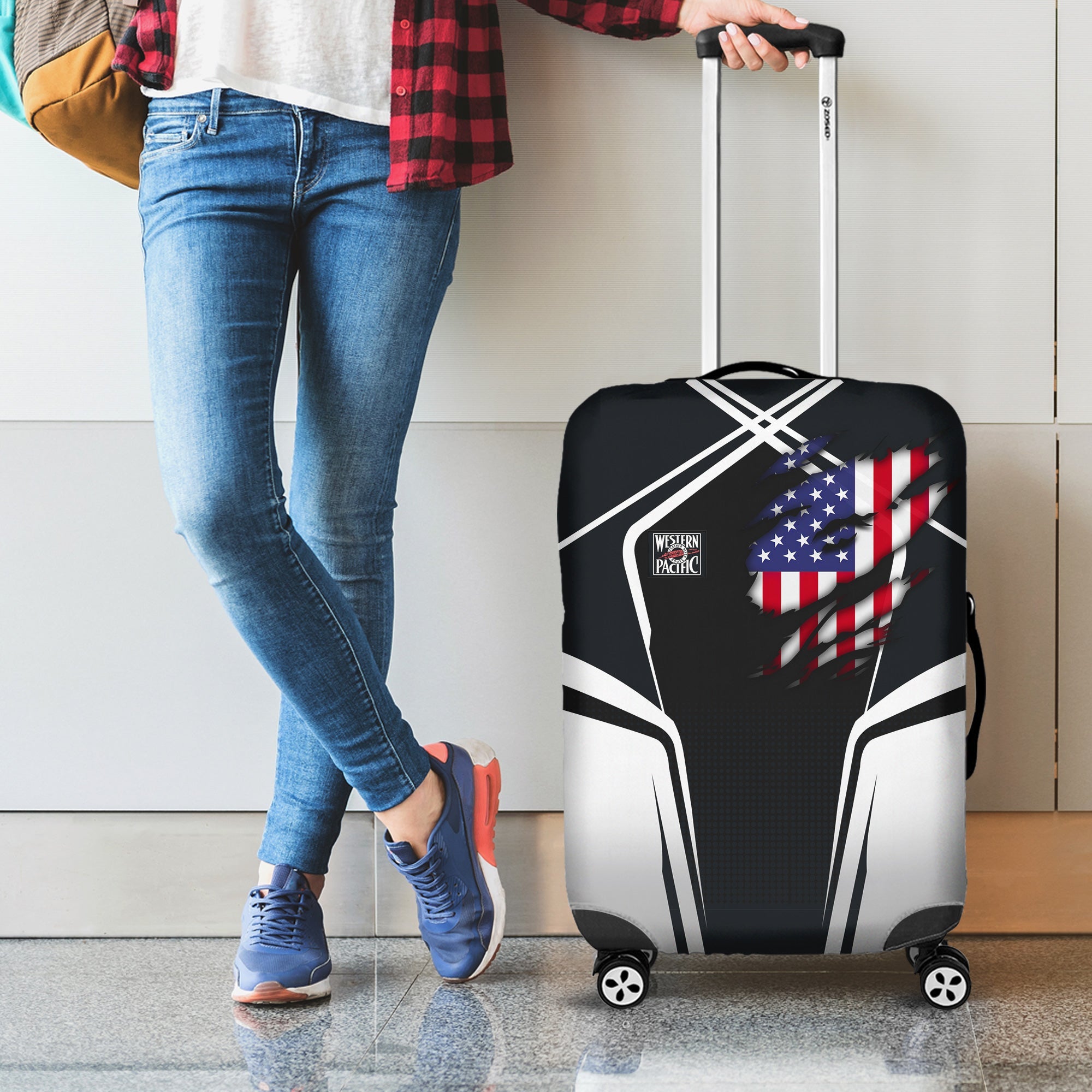 Railspirit Personalized Western Pacific Railroad Luggage Cover American Eagle Vintage Train Luggage Protection