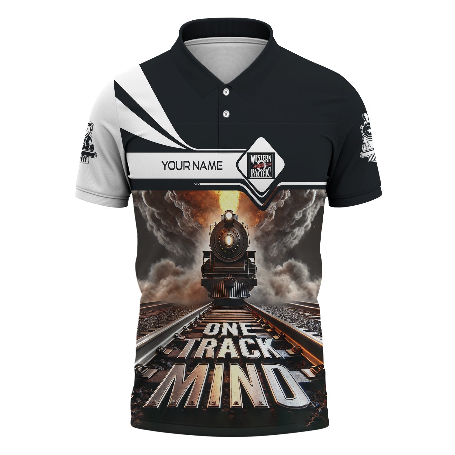 Railspirit Personalized Western Pacific Railroad Polo Shirt One Track Mind Train Printed Shirt