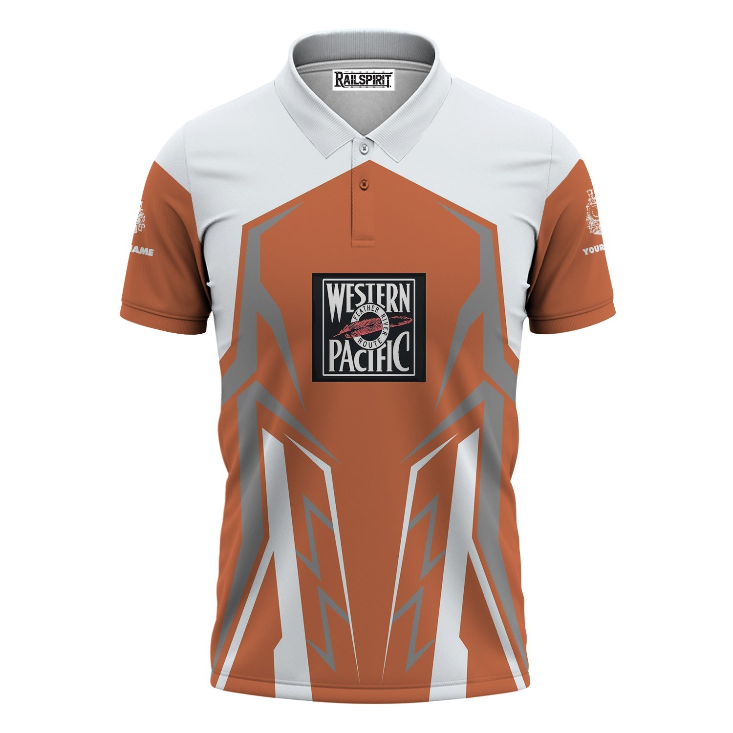 Railspirit Personalized Western Pacific Railroad Polo Shirt Futuristic Design with Custom Job Train Shirt
