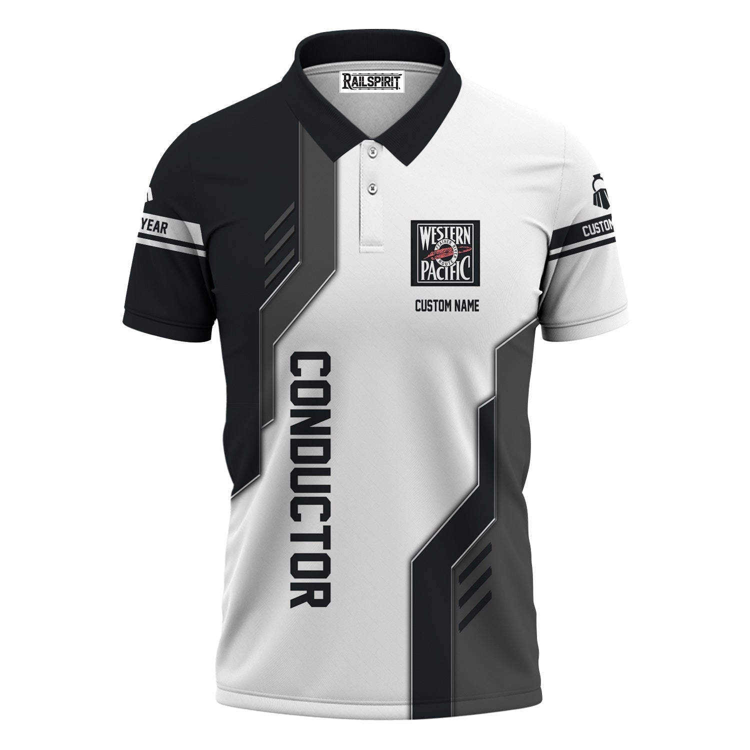 Railspirit Personalized Western Pacific Railroad Polo Shirt Unique Railway Style with Custom Job Train Shirt