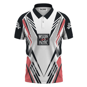 Railspirit Personalized Western Pacific Railroad Polo Shirt Railroad Tribute Design Train Shirt for Train Lovers