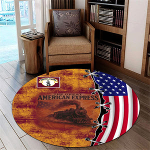Railspirit Boston and Maine Railroad Round Mat Retro American Express Train With USA Flag Round Mat