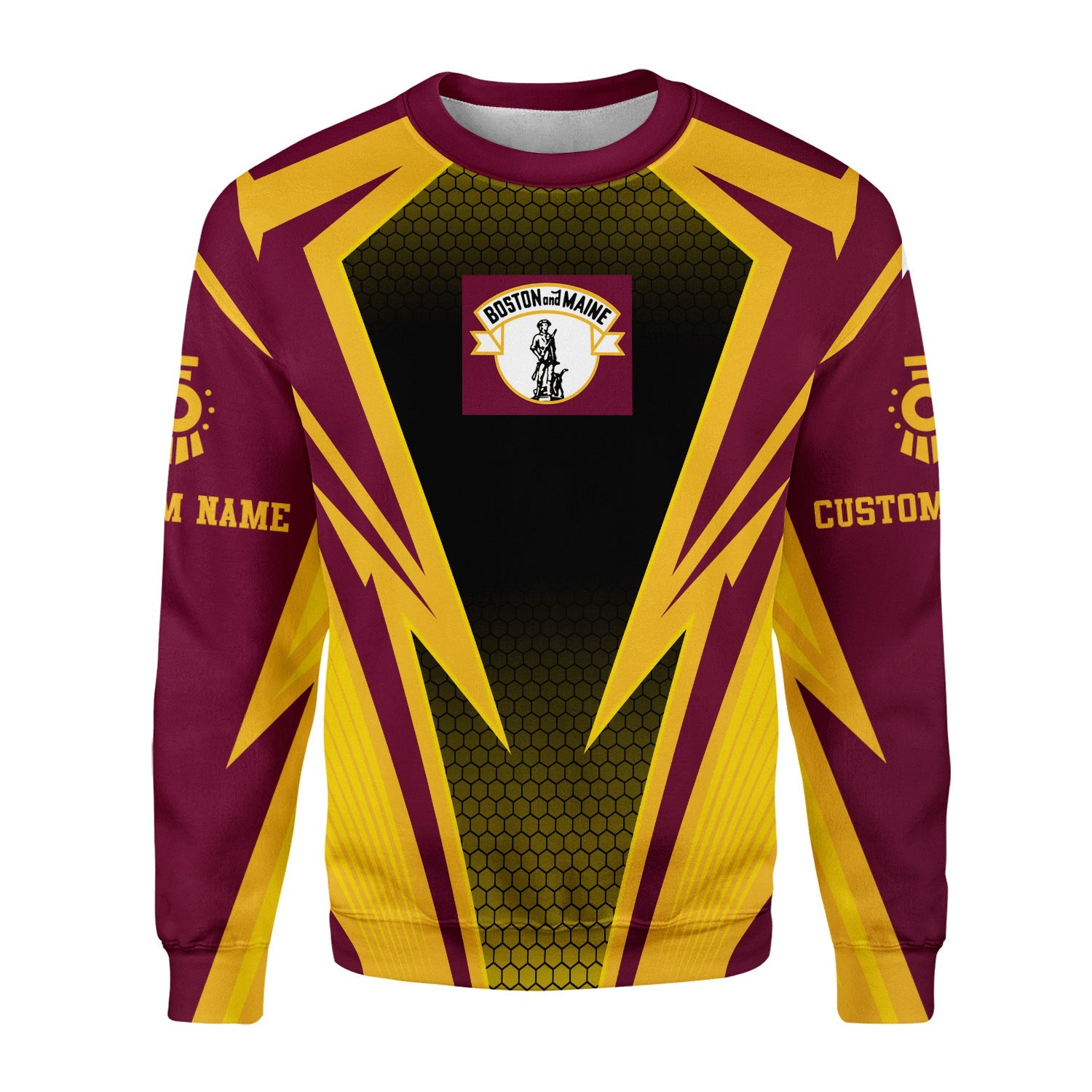 Railspirit Personalized Boston and Maine Railroad Sweatshirt Lightning Graphic Style Shirt Gift Idea For Train Lover