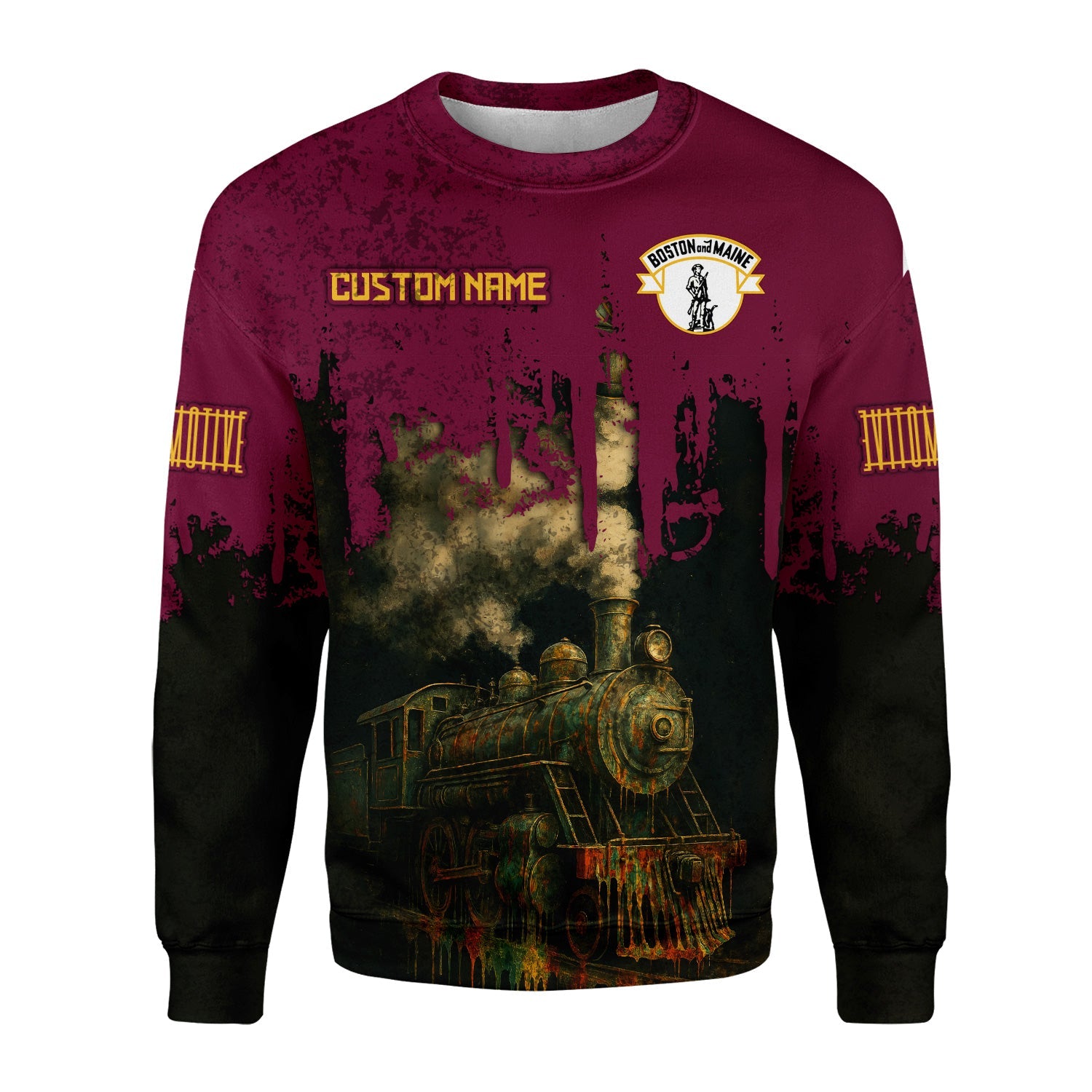 Railspirit Personalized Boston and Maine Railroad Sweatshirt Vintage Train Art Style Shirt For Locomotive Fans