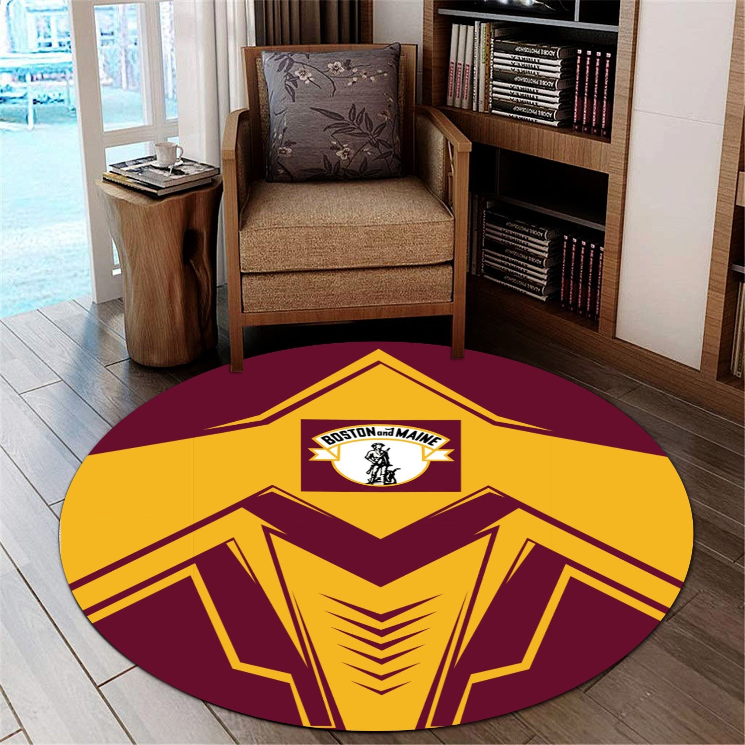 Railspirit Boston and Maine Railroad Round Mat Railway Trainspotter Style Mat Gift Idea For Foamers