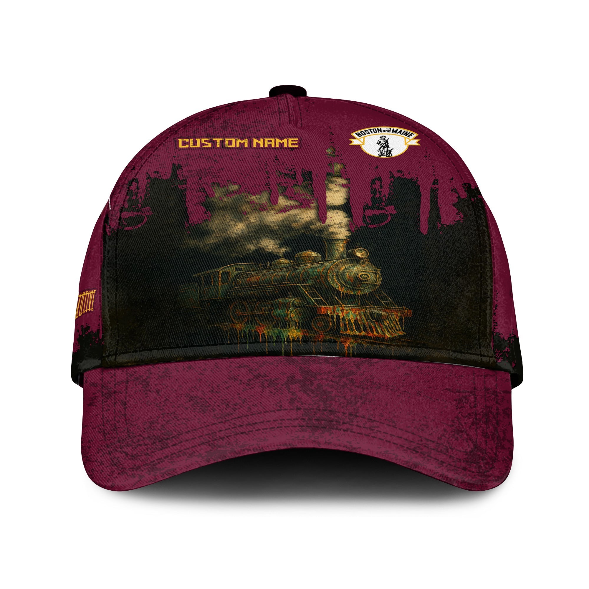 Railspirit Personalized Boston and Maine Railroad Classic Cap Vintage Train Art Style Cap For Locomotive Fans