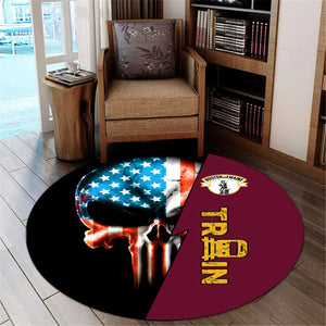 Railspirit Boston and Maine Railroad Round Mat Train Skull American Flag Style Rug All Over Print