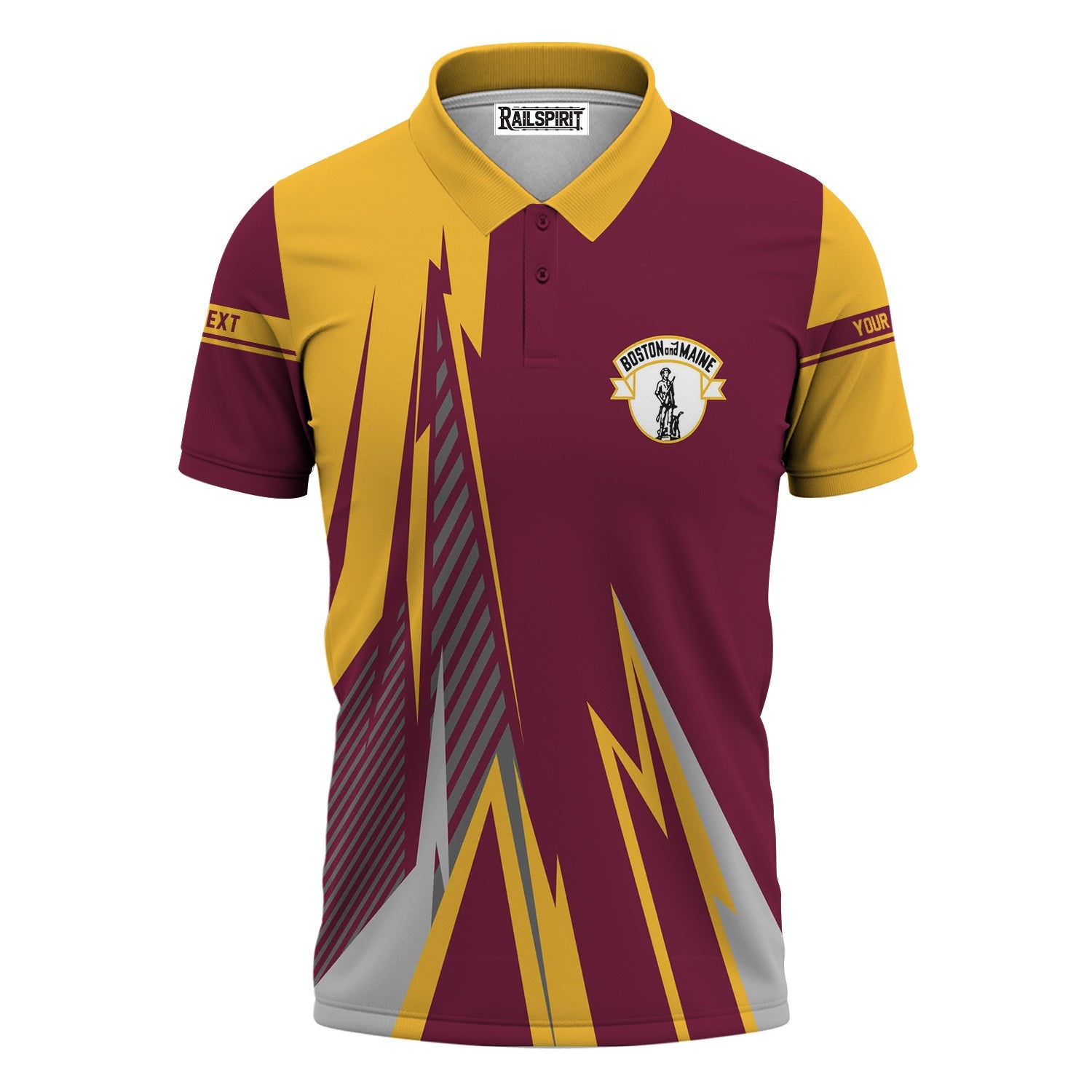 Railspirit Personalized Boston and Maine Railroad Polo Shirt Lightning-Inspired Railway Style Shirt For Train Lovers