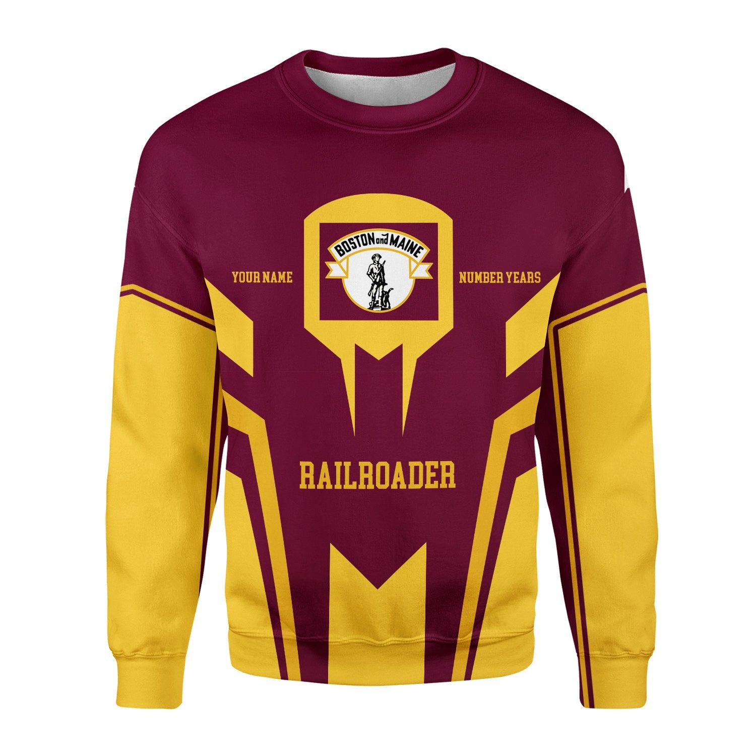 Railspirit Personalized Boston and Maine Railroad Sweatshirt Custom Year Railroader Shirt Gift Idea For Train Lover