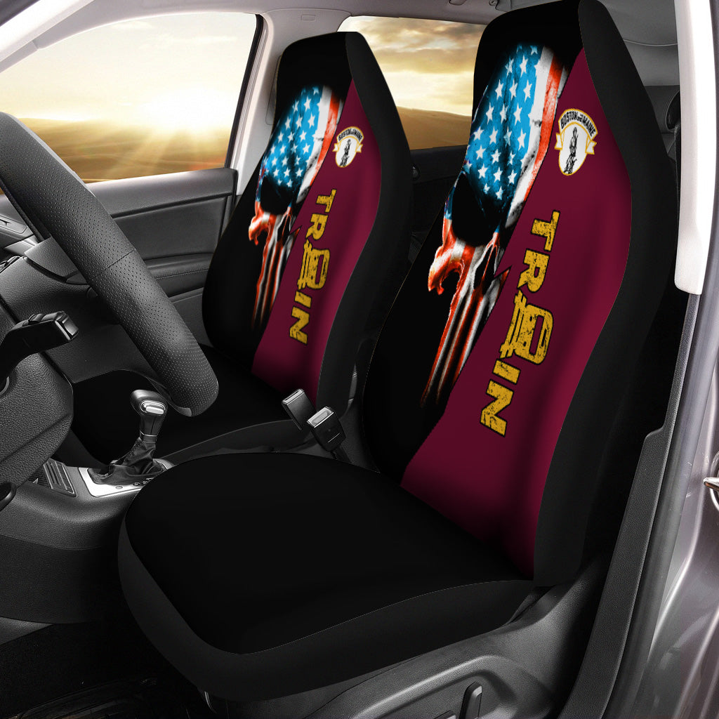 Railspirit Boston and Maine Railroad Car Seat Cover Train Skull American Flag Style Seat Cover