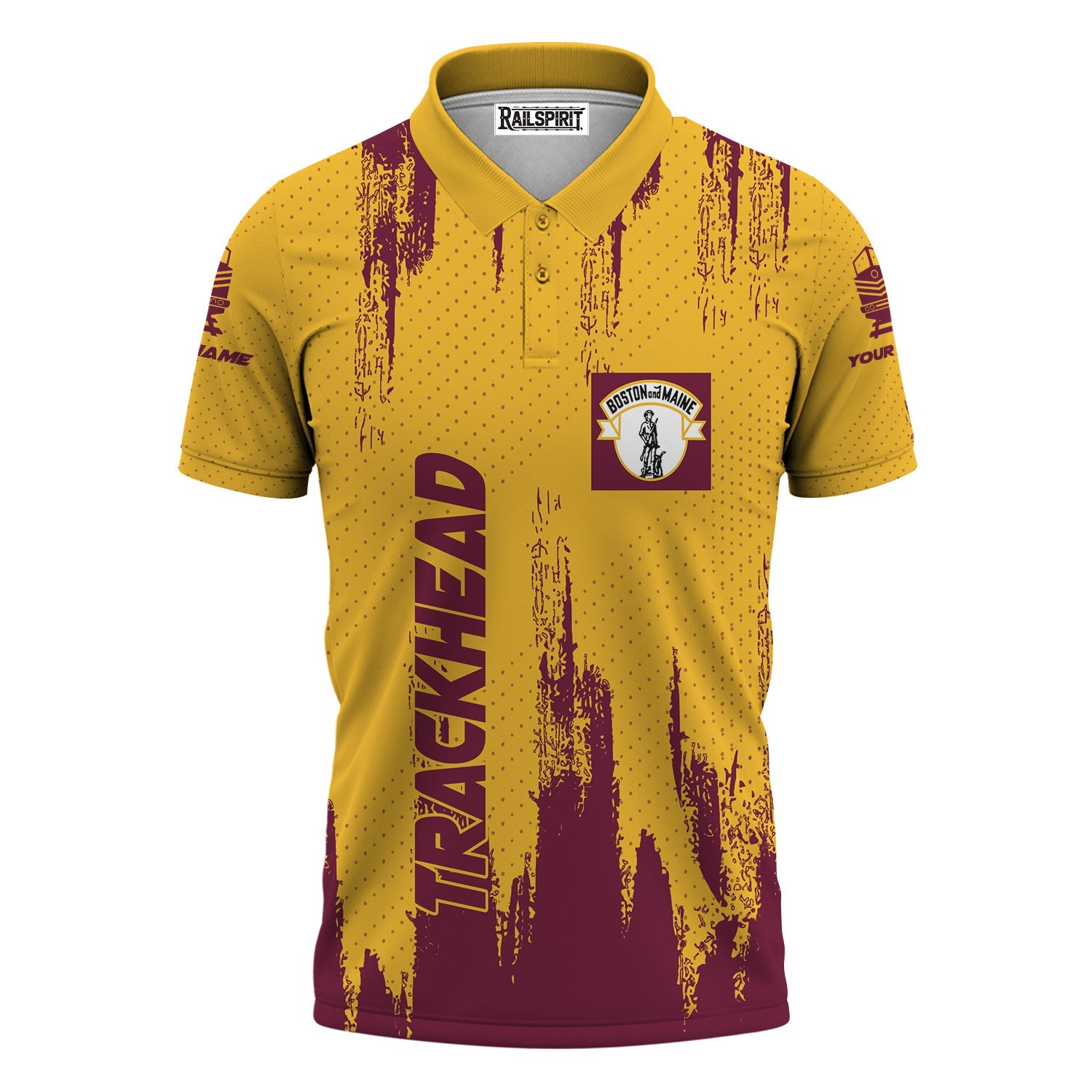 Railspirit Personalized Boston and Maine Railroad Polo Shirt Paint Impact Design Train Shirt for Trackhead