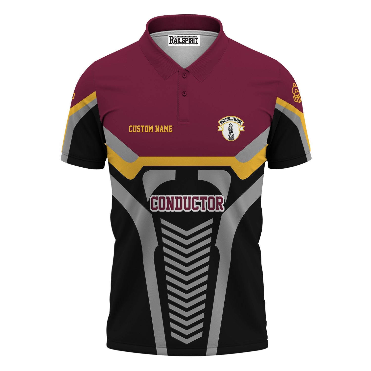 Railspirit Personalized Boston and Maine Railroad Polo Shirt Track-Inspired with Custom Job Position  Train Shirt