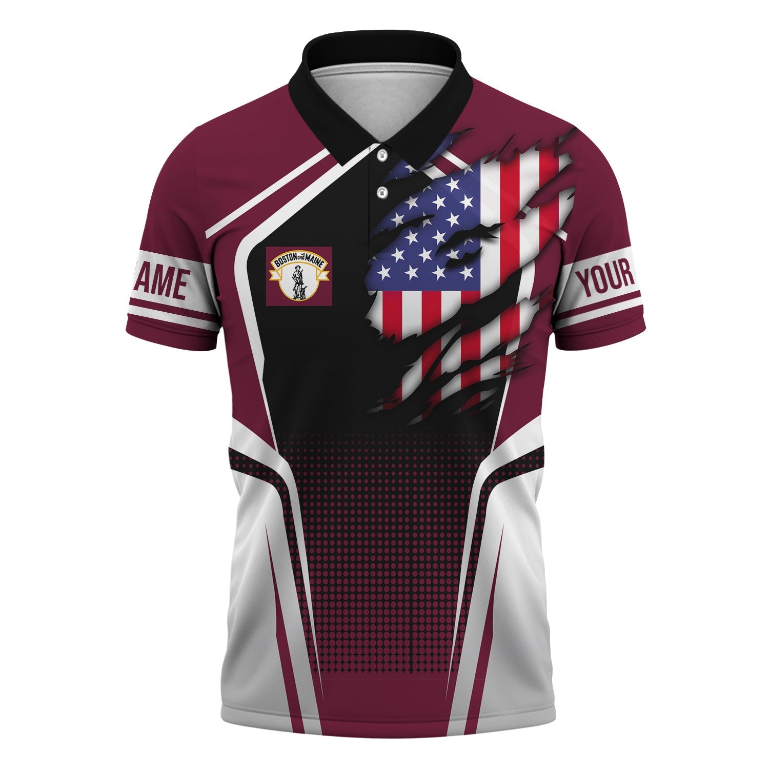 Railspirit Personalized Boston and Maine Railroad Polo Shirt American Eagle Vintage Train Shirt