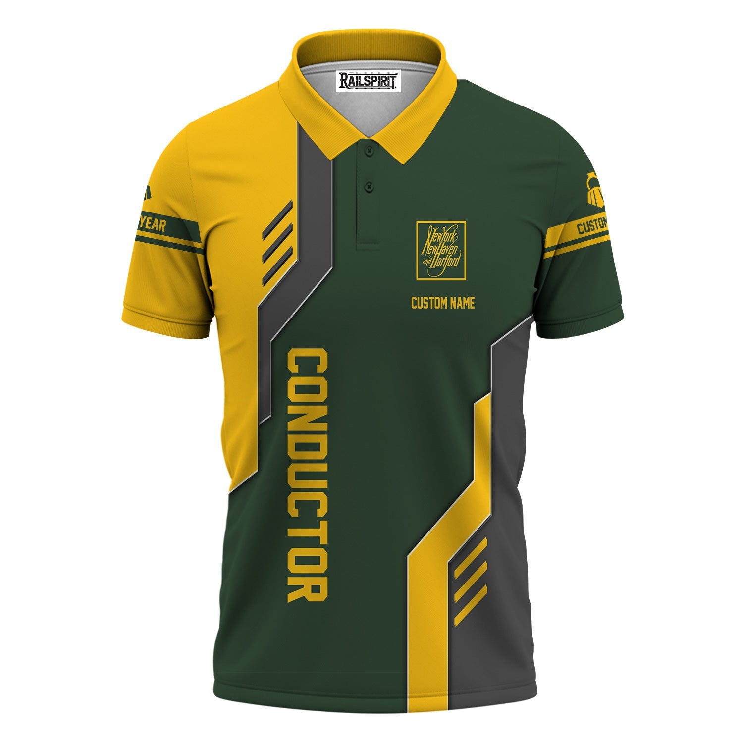 Railspirit Personalized New York, New Haven and Hartford Railroad Polo Shirt Unique Railway Style with Custom Job New Haven Railroad Train Shirt