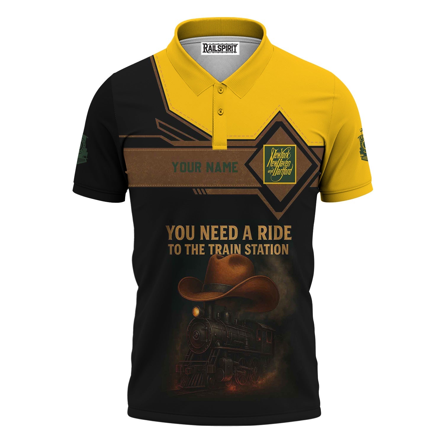 Railspirit Personalized New York, New Haven and Hartford Railroad Polo Shirt You Need A Ride To The Train Station New Haven Railroad Shirt