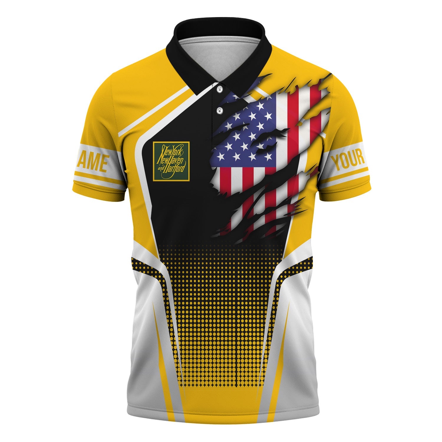 Railspirit Personalized New York, New Haven and Hartford Railroad Polo Shirt American Eagle Vintage Train New Haven Railroad Shirt