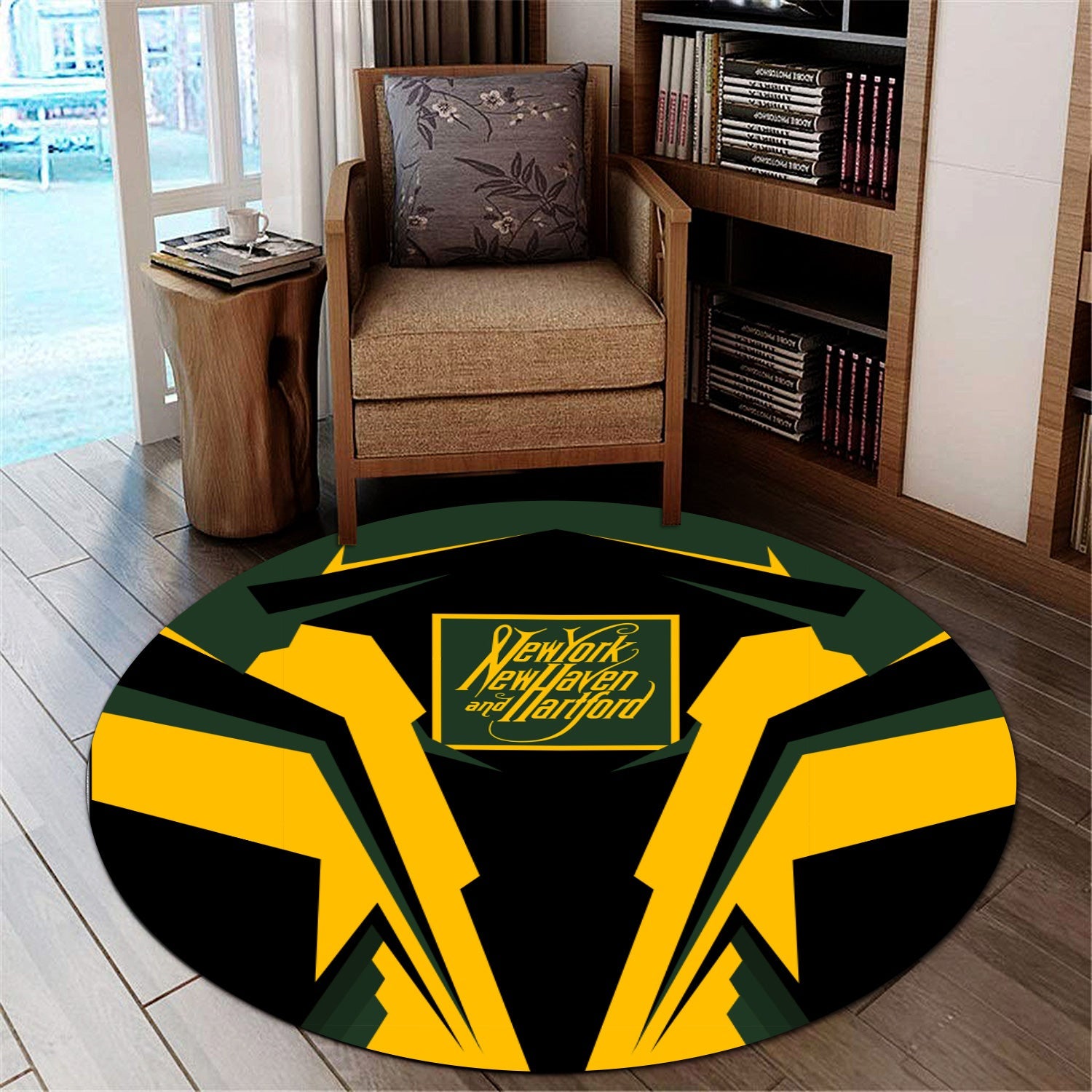 Railspirit New York, New Haven and Hartford Railroad Round Mat Strong Line Style New Haven Railroad Mat All Over Print