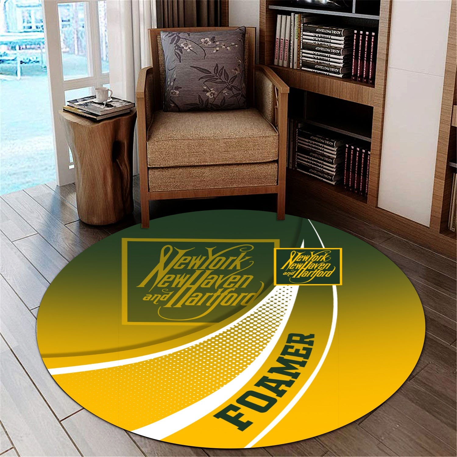 Railspirit New York, New Haven and Hartford Railroad Round Mat Railway-Themed Style New Haven Railroad Mat Gift Idea For Trainspotter