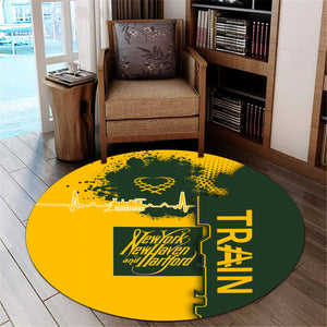 Railspirit New York, New Haven and Hartford Railroad Round Mat Engine Heartbeat and Track Love Style New Haven Railroad Mat Gift For Train Lovers