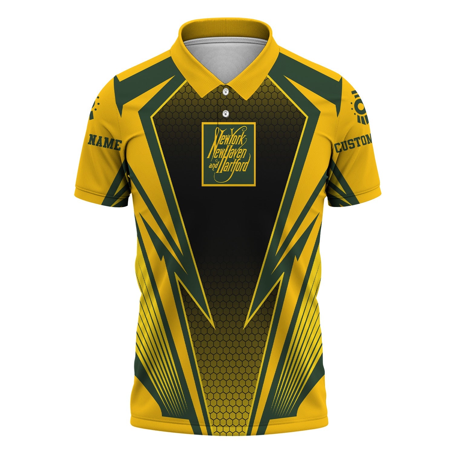 Railspirit Personalized New York, New Haven and Hartford Railroad Polo Shirt Lightning Graphic Style New Haven Railroad Shirt Gift Idea For Train Lover