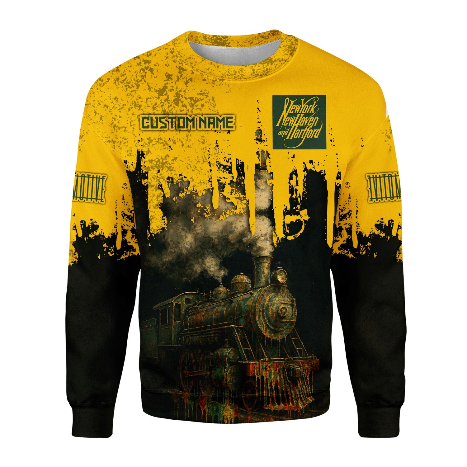 Railspirit Personalized New York, New Haven and Hartford Railroad Sweatshirt Vintage Train Art Style New Haven Railroad Shirt For Locomotive Fans