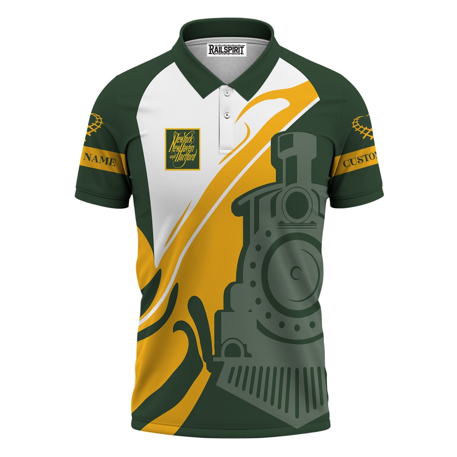 Railspirit Personalized New York, New Haven and Hartford Railroad Polo Shirt Flame-Inspired Style New Haven Railroad Shirt Gift Idea For Train Lovers