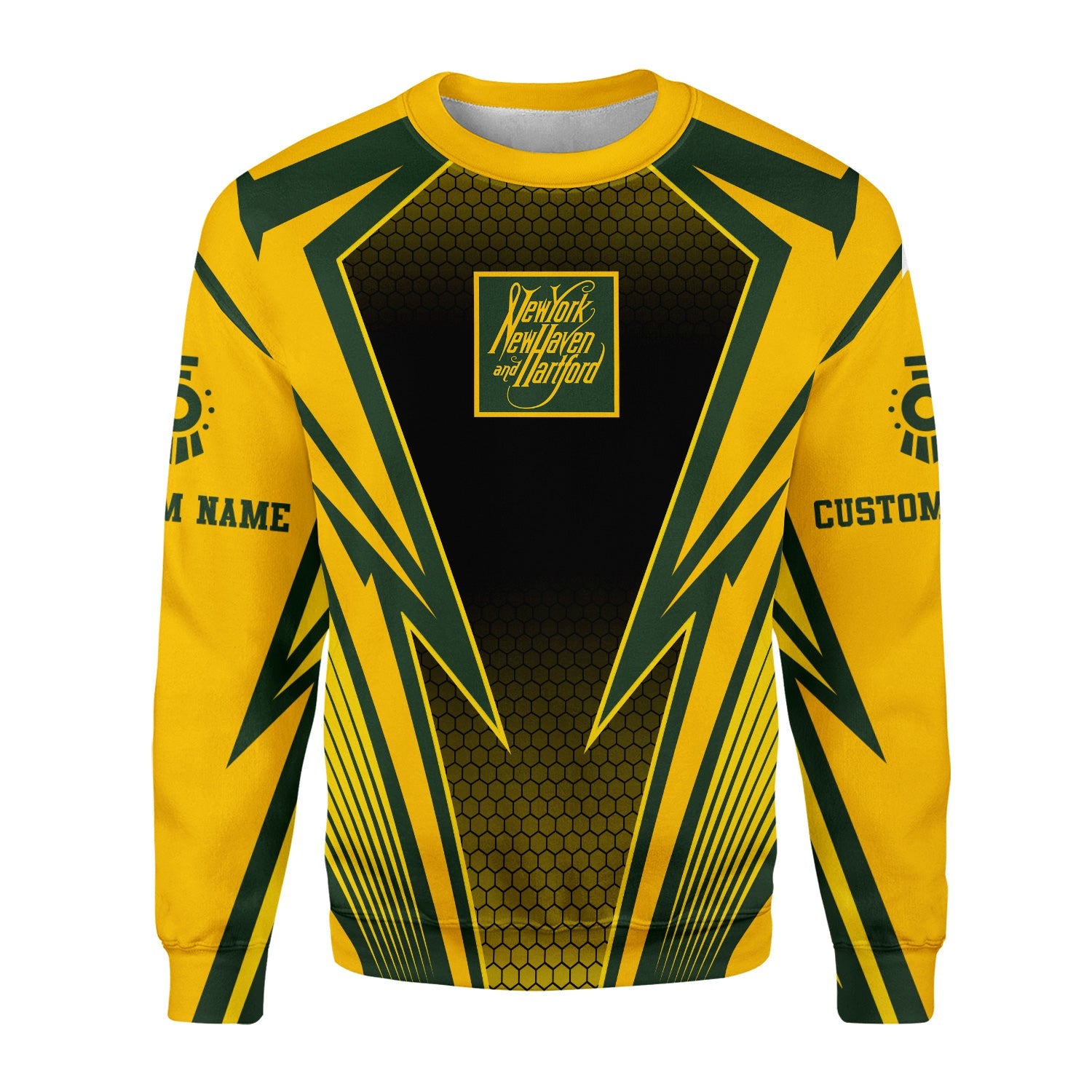 Railspirit Personalized New York, New Haven and Hartford Railroad Sweatshirt Lightning Graphic Style New Haven Railroad Shirt