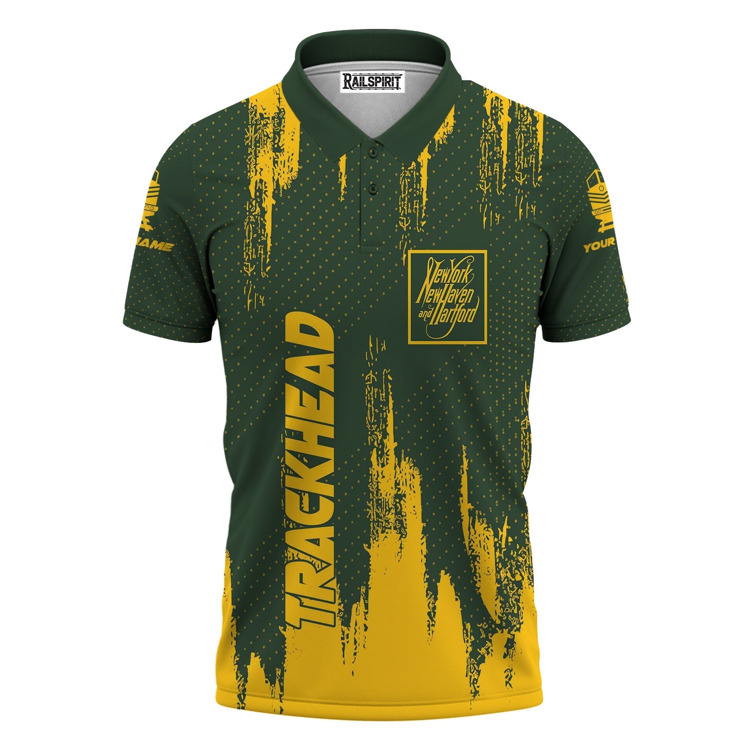 Railspirit Personalized New York, New Haven and Hartford Railroad Polo Shirt Paint Impact Design New Haven Railroad Train Shirt for Trackhead