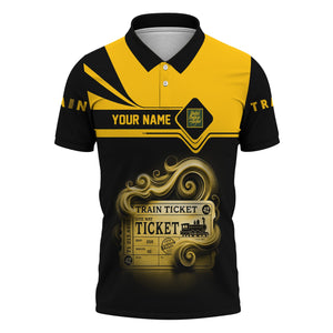 Railspirit Custom Name New York, New Haven and Hartford Railroad Polo Shirt American Train Ticket New Haven Railroad Printed Shirt