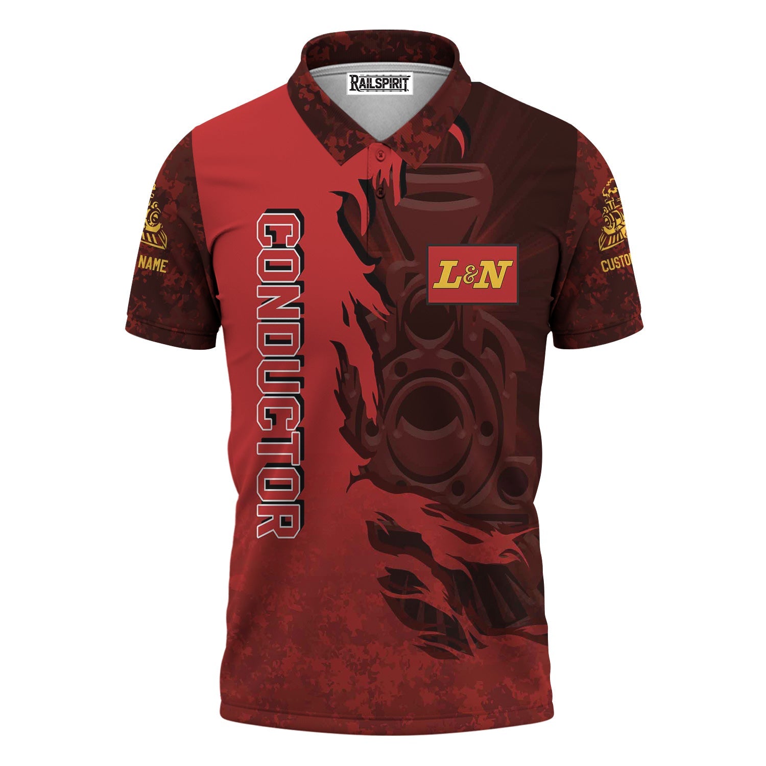 Railspirit Personalized Louisville and Nashville Railroad Polo Shirt Blazing Style with Custom Position L&N Train Shirt