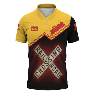 Railspirit Personalized Louisville and Nashville Railroad Polo Shirt Railroad Crossing Printed Train Track Shirt