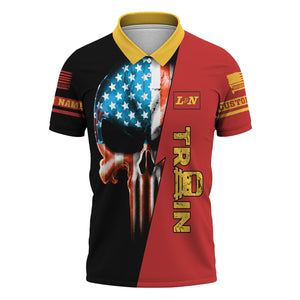 Railspirit Personalized Louisville and Nashville Railroad Polo Shirt Train Skull American Flag L&N Shirt All Over Print