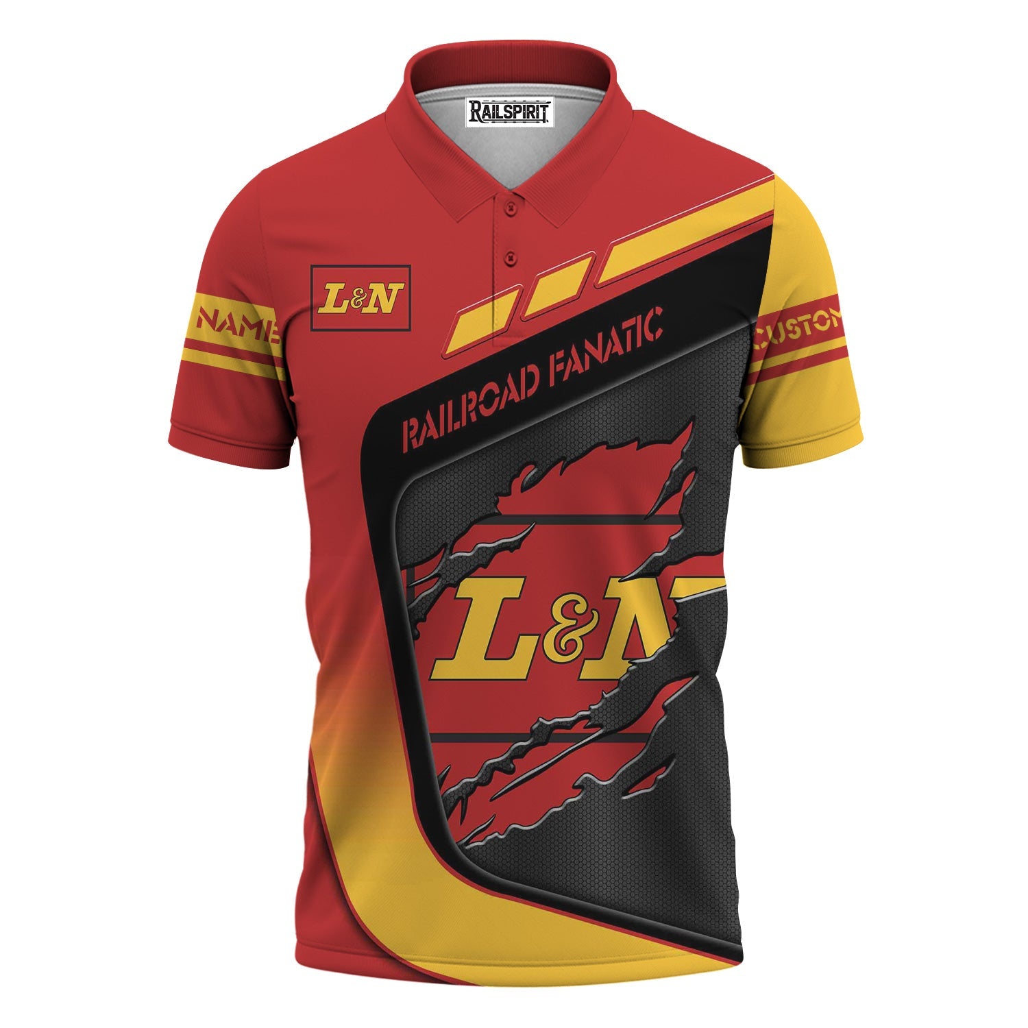 Railspirit Personalized Louisville and Nashville Railroad Polo Shirt Ripped Texture Style L&N Train Shirt For Railroad Fanatic