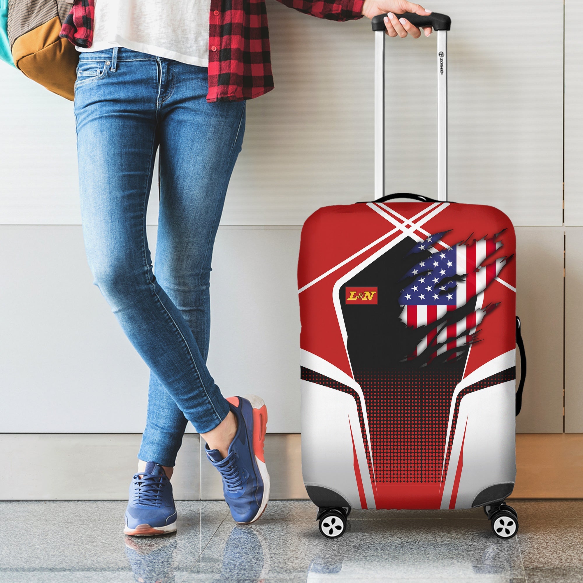 Railspirit Personalized Louisville and Nashville Railroad Luggage Cover American Eagle Vintage Train L&N Luggage Protection