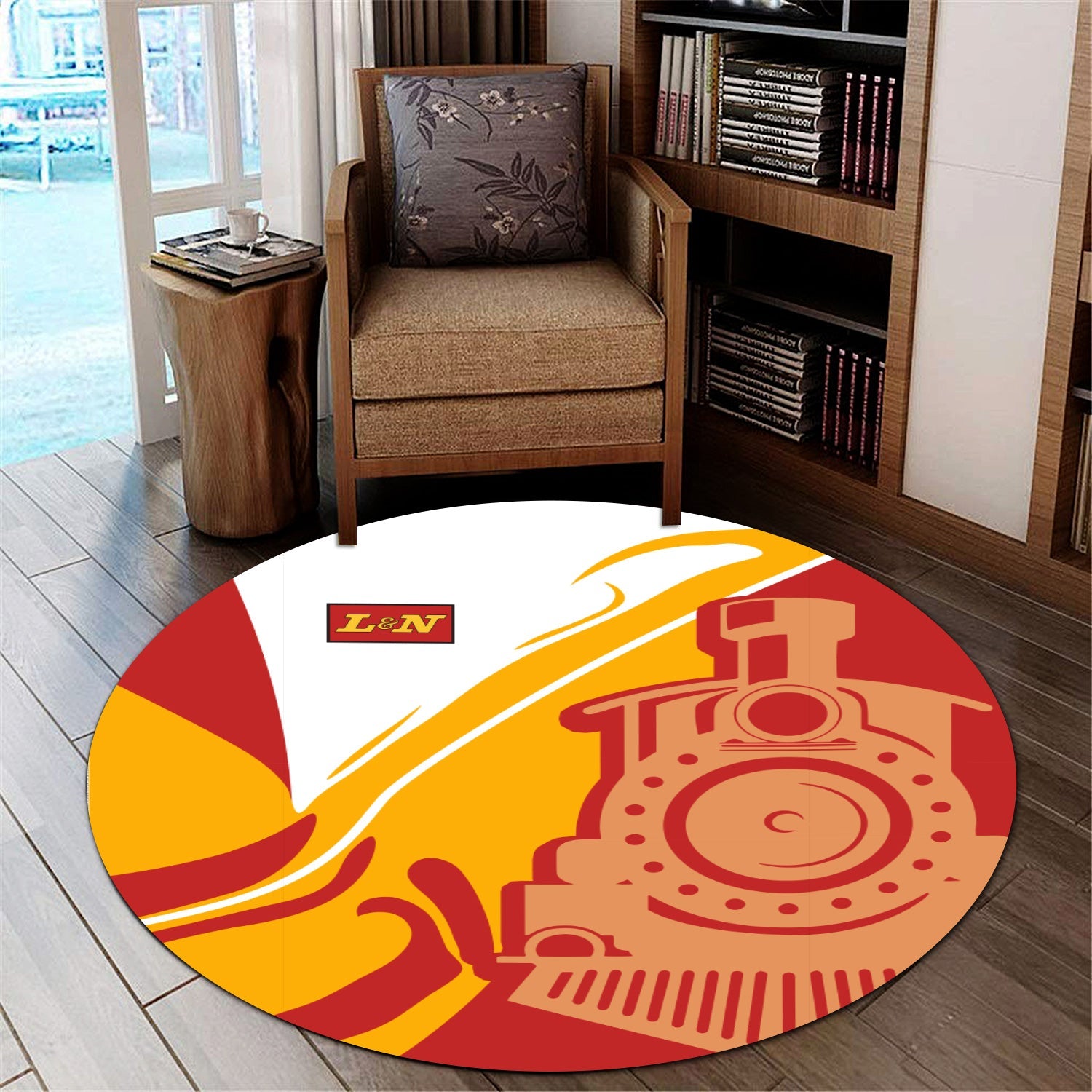 Railspirit Louisville and Nashville Railroad Round Mat Flame-Inspired Style L&N Mat Gift Idea For Train Lovers